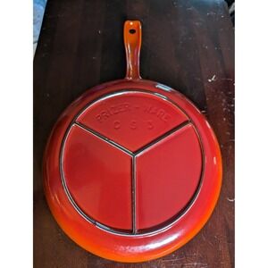 Prizer Ware Cast Iron Enamel Round 9 " Fiery Orange RARE FIND